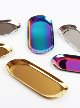 1PC Storage Tray Stainless Steel Gold Fruit Sancks Jewelry