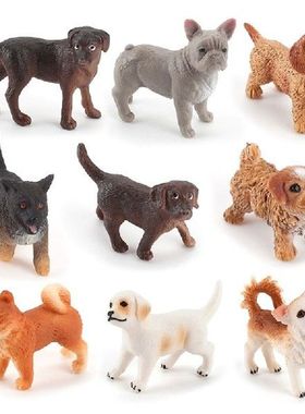 9 Buah Mainan Patung Anjing Peliharaan Set Figur Hewan