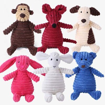 Corduroy Dog Toys Fun Puppy Chew Toys Squeaker Animal Shape