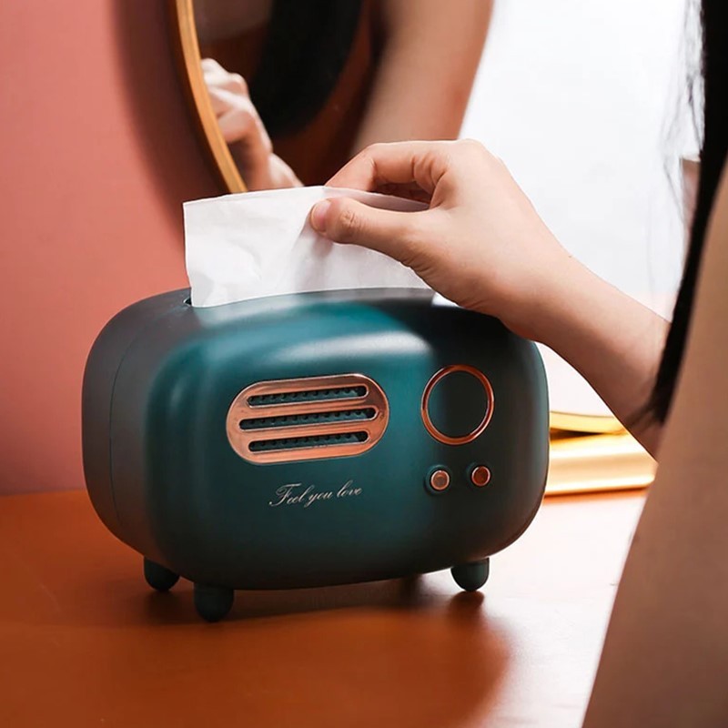 3 Colors Retro Radio Model Tissue Box Desktop Paper Holder V