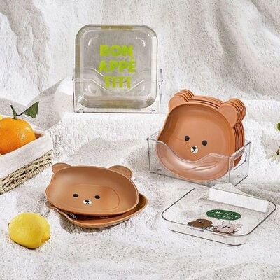 Bear Square Fruit Snack Plate Dining Table Garbage Plate