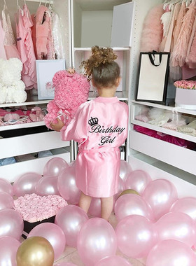 Children's Robe Solid Silk Satin Kimono Bathrobe Bir