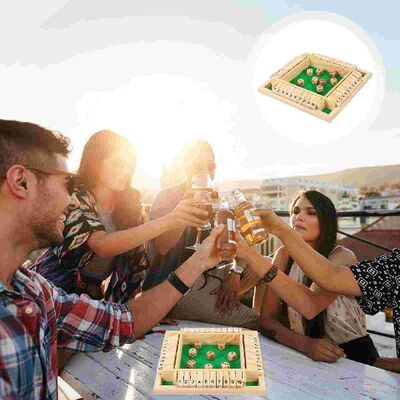 Game Board Games Wooden Box The Shut Dice Kidsdrinking Math