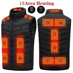13Area USB Heated Vest Winter Warm Thermal Jacket Washable
