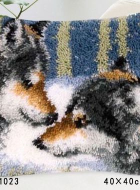 Hewan DIY Kait Kait Karpet Kit 3D Segmen Bordir Bantal Wol