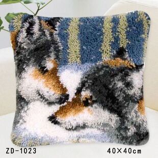 Hewan DIY Kait Kait Karpet Kit 3D Segmen Bordir Bantal Wol