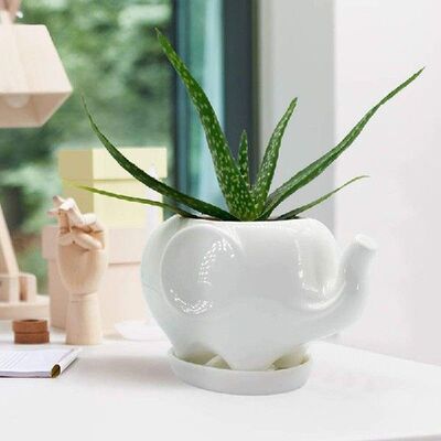 1PC Flower Pot Planters White Elephant Ceramic Pote De