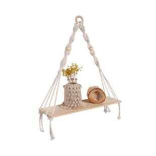 Wooden Boho Decor Wall Shelves With Taspestry White Shelves