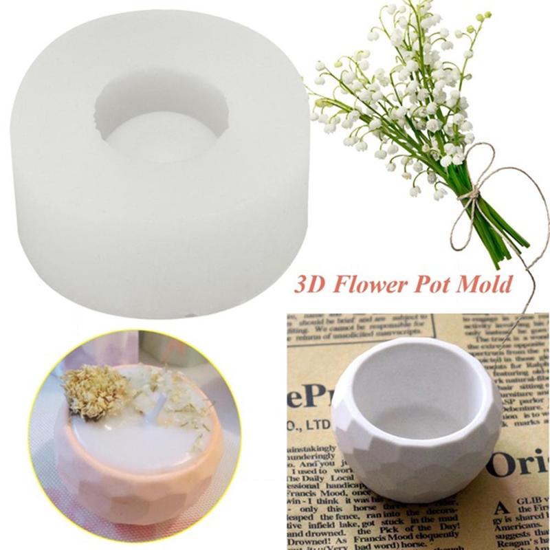 Hot 3D Round DIY Silicone Concrete Plant Flower Pot Vase