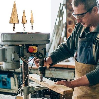 Step Drill Bit Set Hexagonal Handle Straight Groove Step