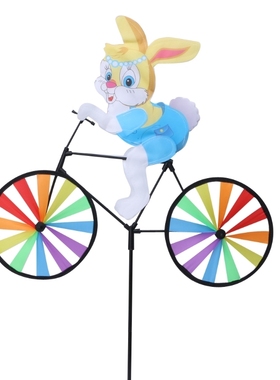 Cute 3D Animal on Bike Windmill Whirligig Garden Lawn Yard