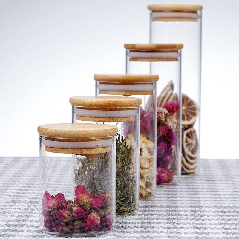 glass jar with wooden lid kitchen storage bottles jars food