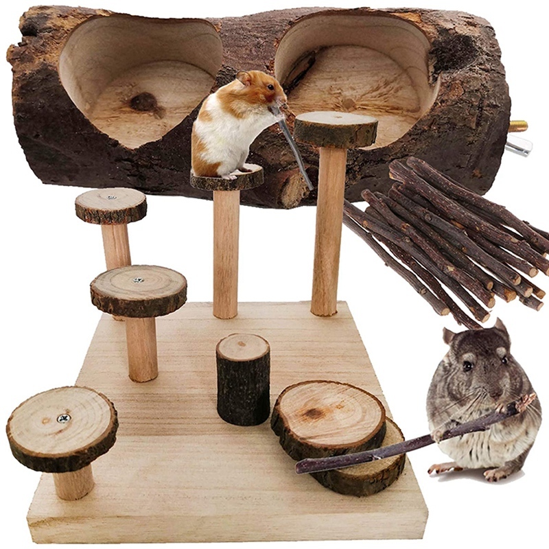 Hamster Wood Playground Toy Apple Wood Chewing Toys Chinchil