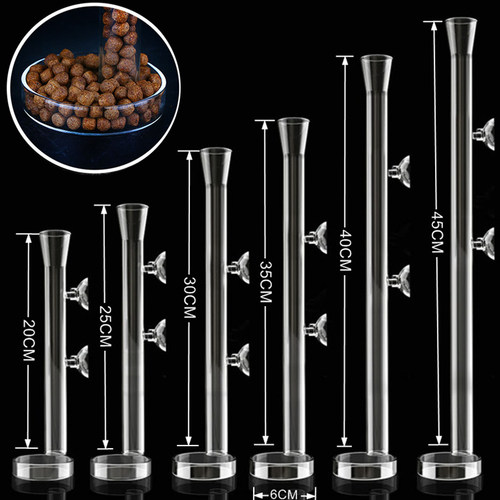 6 Size Glass Aquarium Feeder Tube Dish Transparent Fish Tank