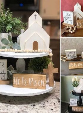 Wooden Statue Home Decor Jesus Tomb Easter Tray Bundle Kit