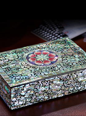 Mother-of-Pearl Lacquer Jewelry Box Wooden European Style