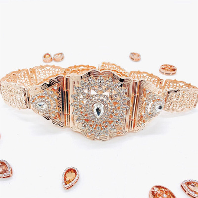 Morocco Women Caftan Belt Gold Color Red Green Stone Ethnic