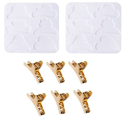 8pcs 1Set Hair Grasp Clip UV Crystal Epoxy Mold Hairpin