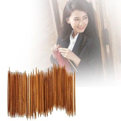 55PCS 11sizes Carbonized Bamboo Knitting Needles Double