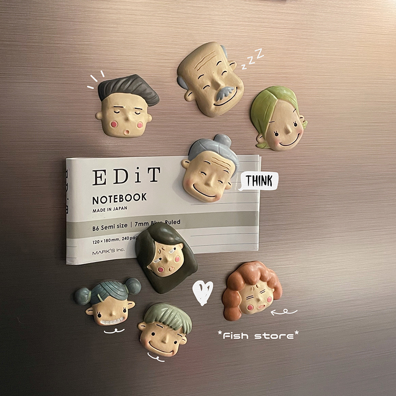 Happy Family Creative Resin Refrigerator Magnet Big Head