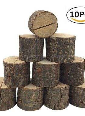10pcs Rustic Wooden Stump Place Card Holder Number Name