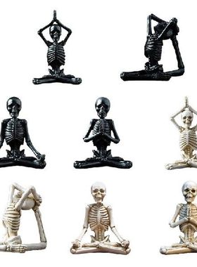 K1MF Halloween Yoga Tengkorak Patung Kerangka Kreatif