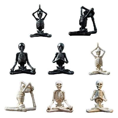 K1MF Halloween Yoga Tengkorak Patung Kerangka Kreatif