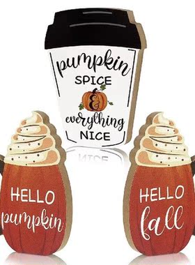 Autumn Wooden Ornaments Pumpkin Letters Tabletop Welcome