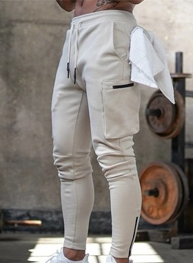 Mens Jogger Pnats Sweatpants Man Gyms Workout Fitness Cotto