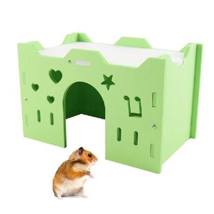 Wood Hamster House Star Heart Design Hamster Cage Hideout