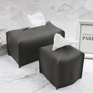 Living Room Desktop Tissue Box Cover Holder Square Decor PU