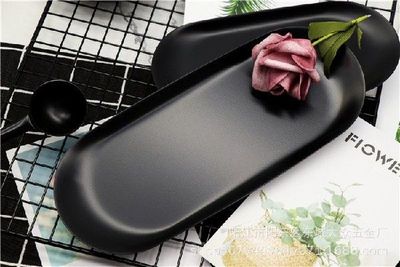 Stainless Steel Dessert Plate Black matte Dining Plate Nut