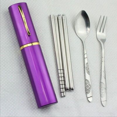 3pcs/set Creative Portable 304 Stainless Steel Dinnerware