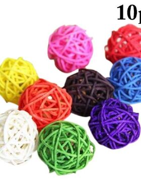 10pcs Colorful Rattan Balls Parrot Toys Bird Interactive
