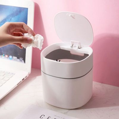 2L Large Capacity Mini Trash Can Desktop Waste Bin Basket