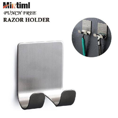 2PCS Punch Free Shaving Razor Holder Wall Shelf Bathroom