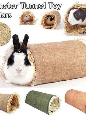 Rabbit Hideaway Toy Grass Straw Bunny Toy Tunnel Hamster