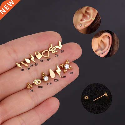 1PC 20G Fully Stainless Steel Small Cartilage Stud Earring C