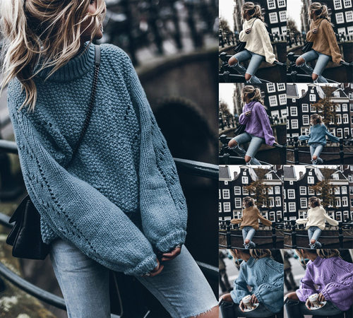 New women's sweater, hollow-out blouse长袖镂空漏洞