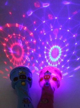LED Light Up Glow Flashing Projecting Torch Plastic Kids