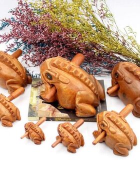 Wooden Lucky Frog Toy Animal Money Frog Clackers Kids