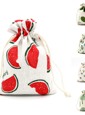 Drawstring Cotton Linen Storage Package Bag Travel Women