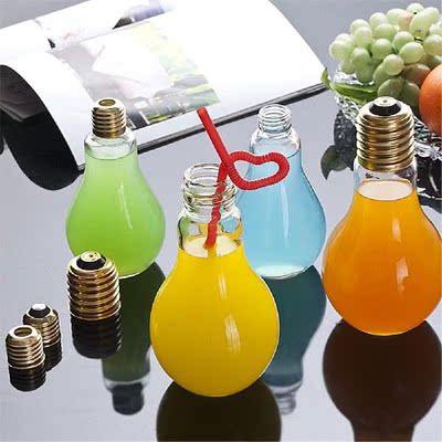 Innovative Light Bulb Drink Juice Bottles Cute Juicer Milk