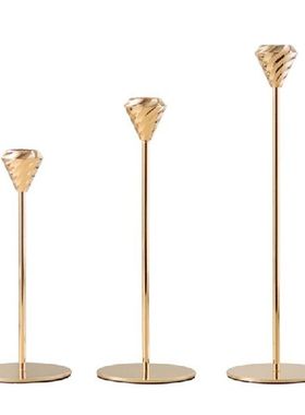 3 Buah/Set Logam Emas Tempat Lilin Candelabrum Rak Desktop