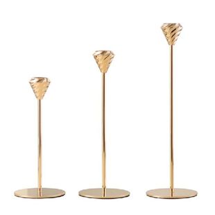 3 Buah/Set Logam Emas Tempat Lilin Candelabrum Rak Desktop