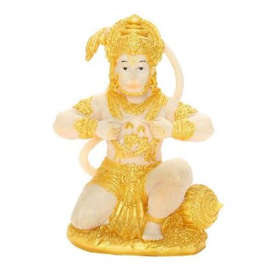 Gold Hanuman Statue Indian Lord Sculpture India Figurine