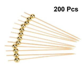 200Pcs 12 cm Cocktail Picks Creative Handmade Round Beads