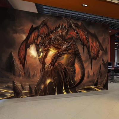Custom Mural Wallpaper World Of Warcraft Fiery Dragon
