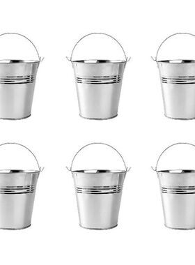 OUNONA 6pcs 10.5x7.2x10.5cm Mini Tinplate Metal Bucket