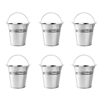 OUNONA 6pcs 10.5x7.2x10.5cm Mini Tinplate Metal Bucket